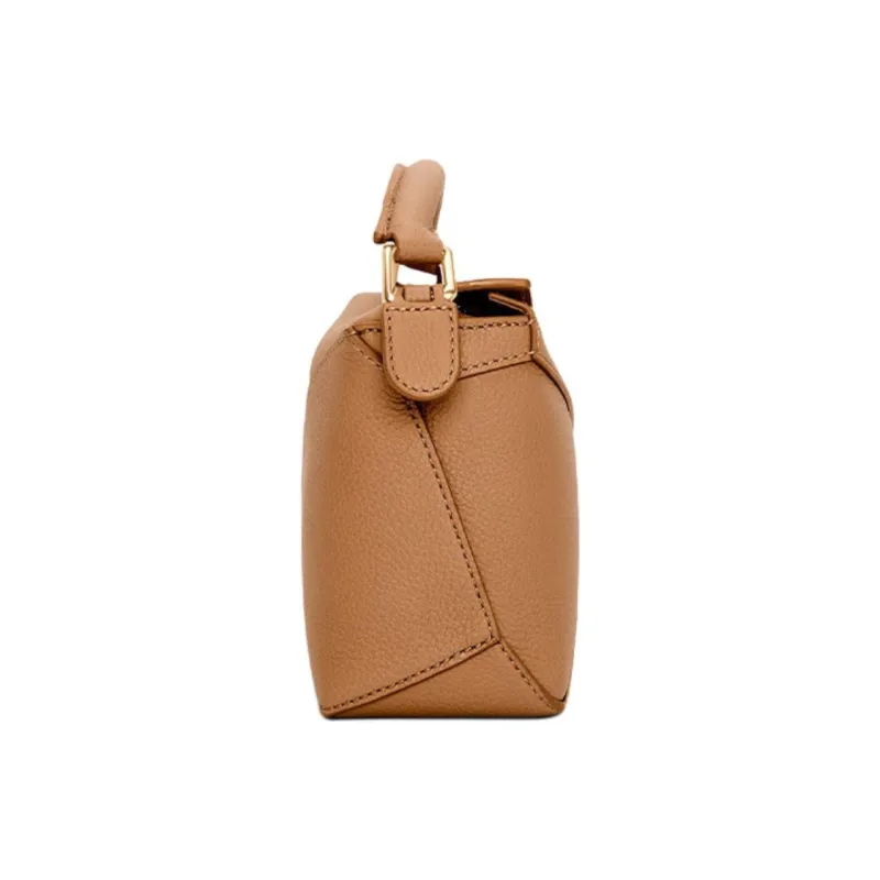 LOEWE Puzzle Soft Grained Calfskin Puzzle Bag Shoulder Bag Crossbody Bag Handbag Mini Women's Toffee Color-2