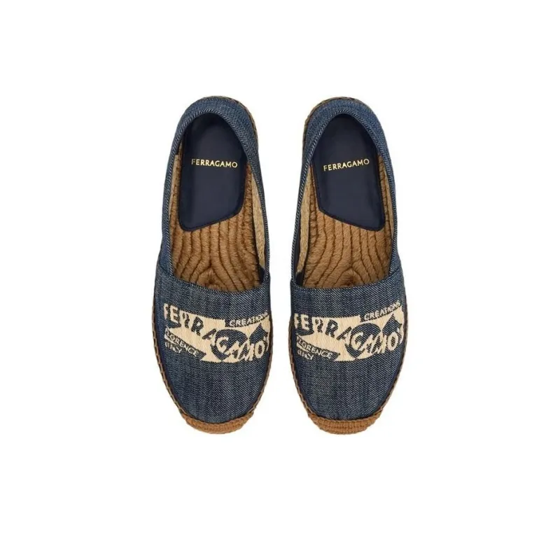 FERRAGAMO Logo-embroidered Denim Espadrilles-3