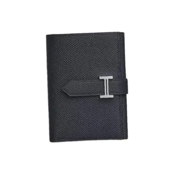 HERMES Bearn Epsom Calfskin Wallet Women's Black