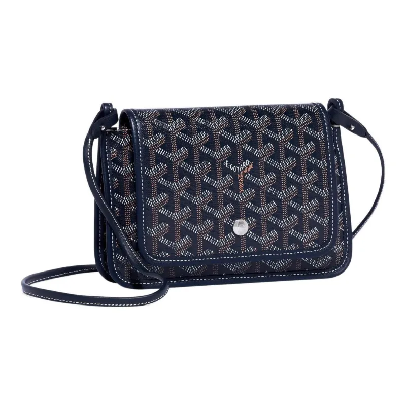 GOYARD Plumet Canvas With Leather Envelope Bag, Crossbody Bag, Shoulder Bag Unisex Dark Blue & Light Pink Small Heart-3