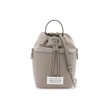 Maison Margiela 5AC Leather Bucket Bag, Shoulder Bag, Crossbody Bag, Handbag Men's Gray