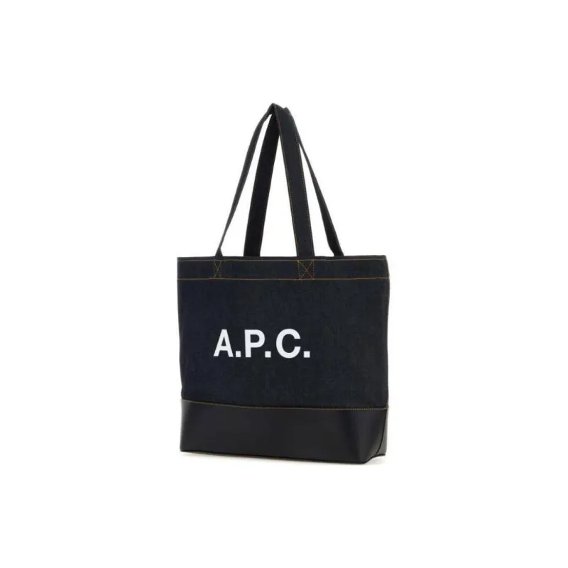 A.P.C Axel Logo Printed Denim Tote Bag-1