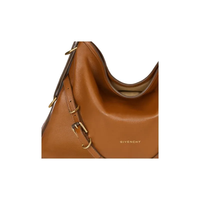 GIVENCHY Voyou Shiny Buffalo Leather Portable Crossbody Bag Shoulder Bag Medium Size Women's Soft Tan-4