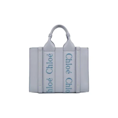 Chloe Woody Calfskin Tote Bag, Shopping Bag, Shoulder Bag, Crossbody Bag, Handbag Trumpets Women's Blue