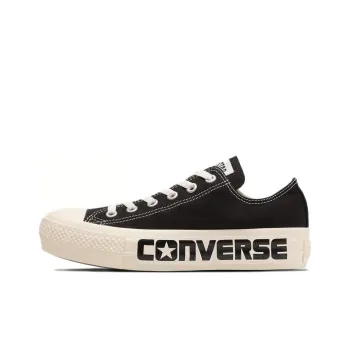 Converse All Star Plts Logopatch O Cushioning Wear-Resistant Low-Top Skateboard Shoes Women's Black White Japan Version