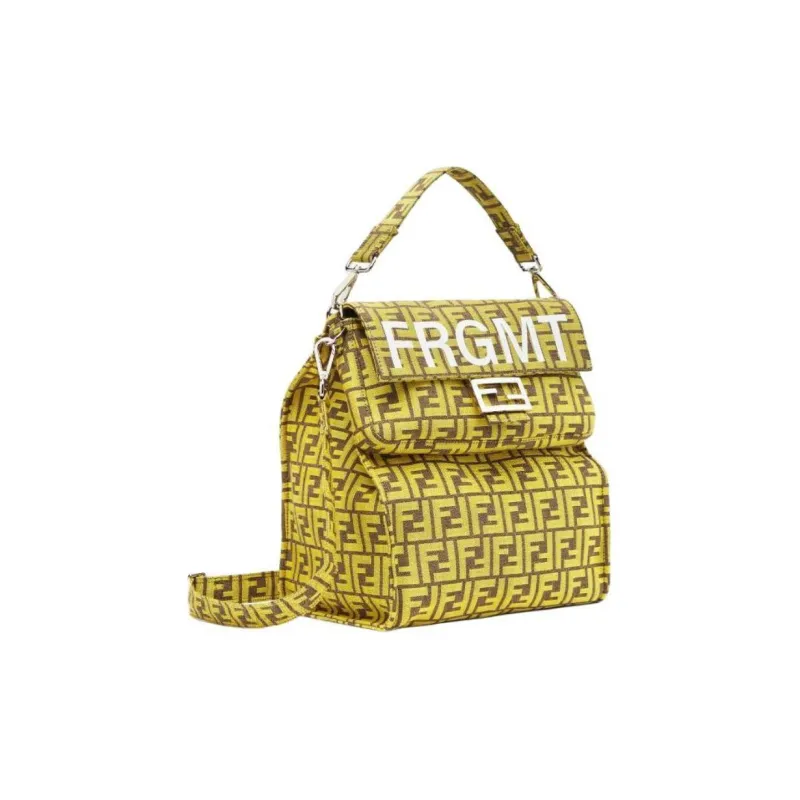 FENDI FRGMT Junya Ito Collaboration Baguette Jacquard Fabric Shoulder Bag Women's Yellow-3