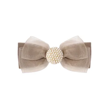 ROYALSASA Chiffon, Faux Pearl Cross Clip Women's