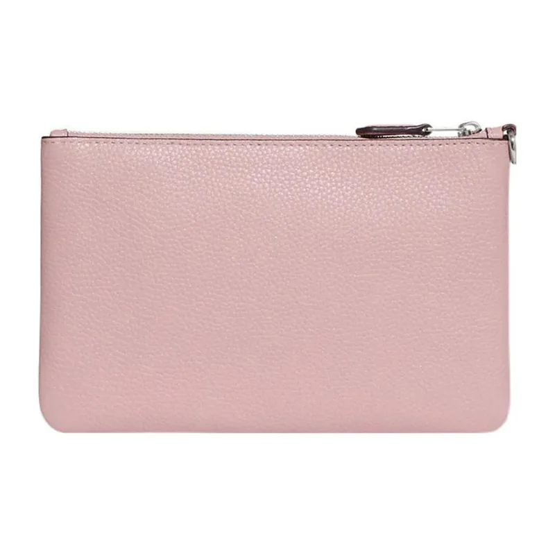 COACH Wristlet Pebbled Leather Wrist Bag Clutch Small Size Women's Pink-2