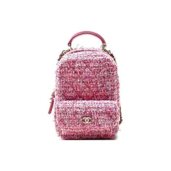CHANEL Tweed Backpack Unisex Pink