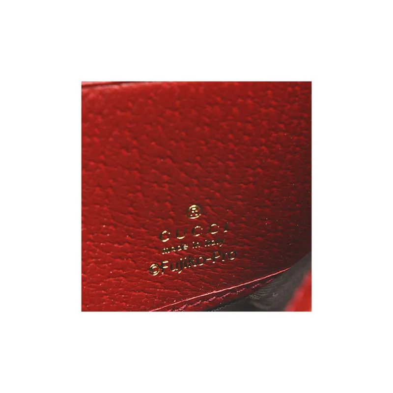 GUCCI Doraemon Collaboration Canvas With Leather Wallet Unisex Brown/Red-3