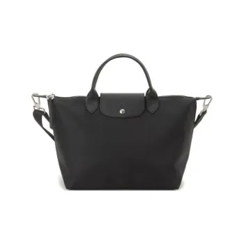LONGCHAMP Le Pliage Néo Polyamide Canvas With Leather Shoulder Bag Dumpling Bag Handbag Medium Size Men's Black