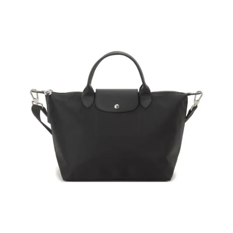 LONGCHAMP Le Pliage Néo Polyamide Canvas With Leather Shoulder Bag Dumpling Bag Handbag Medium Size Men's Black-0
