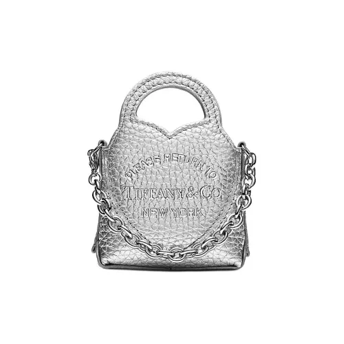 TIFFANY & CO. Return To Tiffany Collection Calfskin Handbag Nano Women's Silver