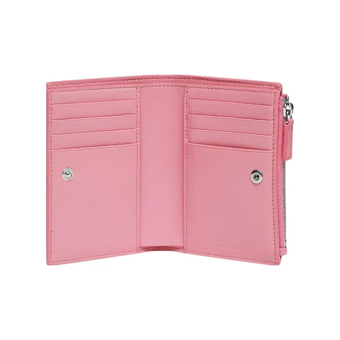 Balenciaga Cash Grained Calfskin Card Holder Wallet Women's Pink-2
