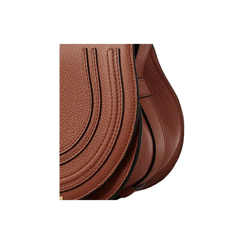 Chloe Marcie Calfskin Saddle Bag, Clutch, Crossbody Bag, Shoulder Bag Trumpets Women's Brown-2