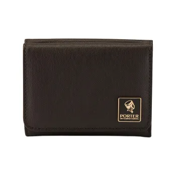 PORTER Ounce Cotton With PU And Canvas Coin Purse Unisex Brown