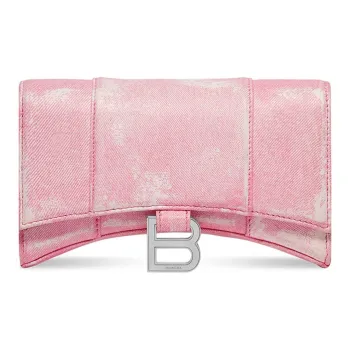 Balenciaga Hourglass Denim Lambskin Hourglass Bag, Shoulder Bag, Crossbody Bag, Wallet Women's Pink