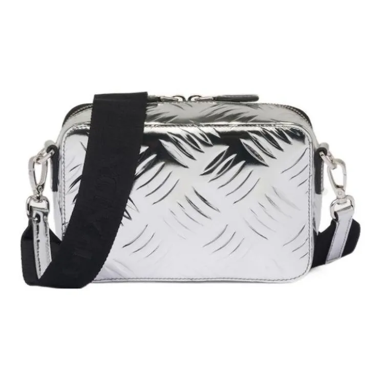 PRADA Brique Leather Crossbody Bag Shoulder Bag Men's Silver-1