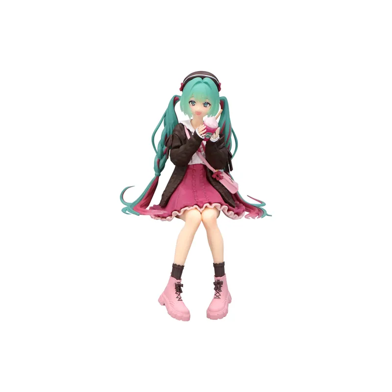 FURYU Hatsune Miku Foam Face Press Fall Date Pink Bonus Gifts 14cm-0