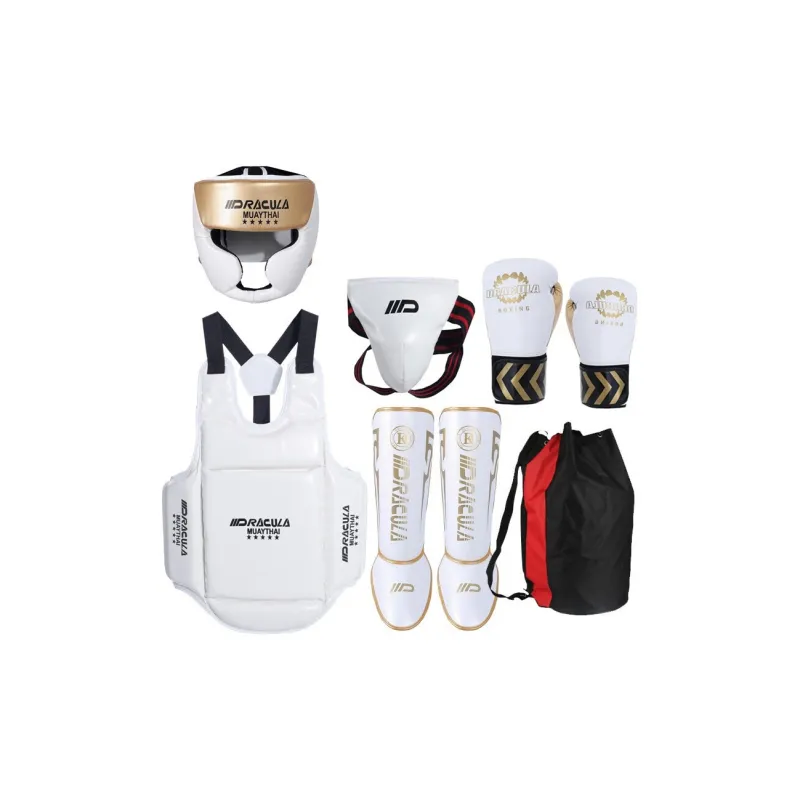 MUAYTHAI DRACULA Boxing Protective Gear Set Unisex Black White-4