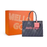 MELLO GOGO Fabric Tote Bag Shopping Bag Shoulder Bags Handbags Large Size Women's Midnight Black/Midnight Blue