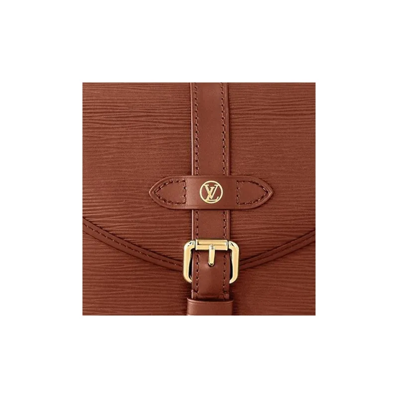 LOUIS VUITTON SAUMUR BB Cow Leather Shoulder Bag Crossbody Bag Handbag Small Size Women's Brown-4