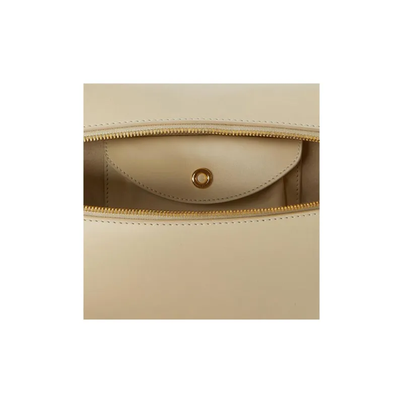 Loro Piana Extra Bag Cow Leather Shoulder Bag Crossbody Bag Handbag Women's White-4
