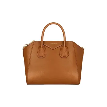 GIVENCHY Buffalo Leather Patchwork Leather Handbag Small Size Women's Soft Tan