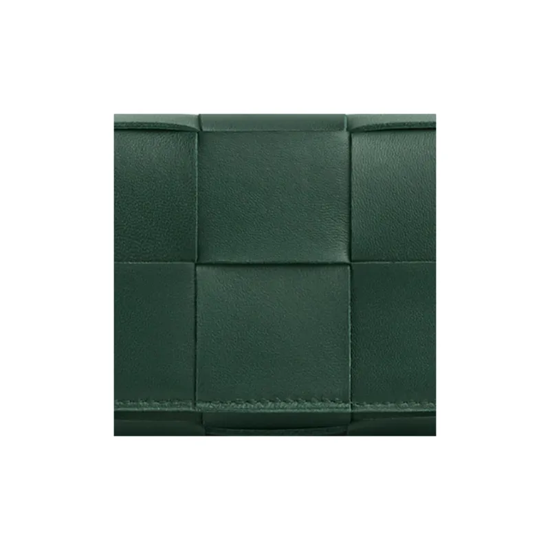 Bottega Veneta CASSETTE Sheepskin Tofu Bag Plaid, Crossbody Bag, Shoulder Bag Mini Women's Dark Green-4