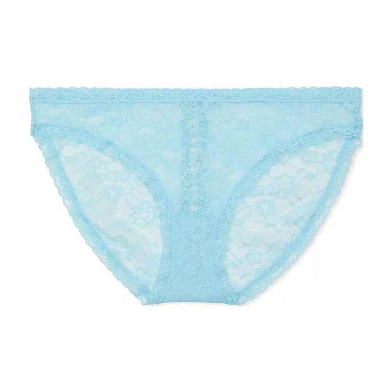 Victoria's Secret PINK THE LACIE Lace-Up Lace Bikini Panty/Cool Down Underpants Women's 1 Pack Light Blue-0