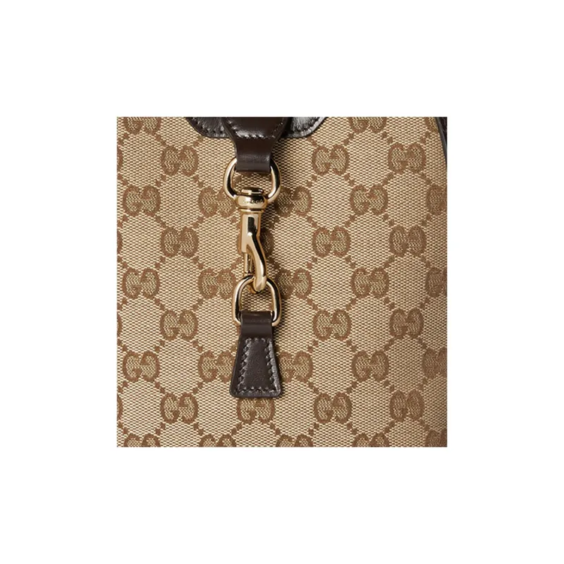 GUCCI Canvas With Leather Binding Bucket Bags Shoulder Bag Crossbody Bag Small Size Women's Beige & Ebony-7