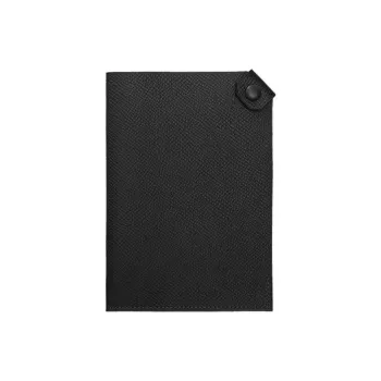 HERMES Tarmac Leather Passport Clip Wallet Women's Black