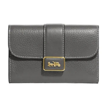 COACH Grace Leather Handheld Card Holder Wallet Medium Size Women's Gray