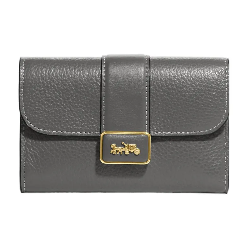 COACH Grace Leather Handheld Card Holder Wallet Medium Size Women's Gray-0