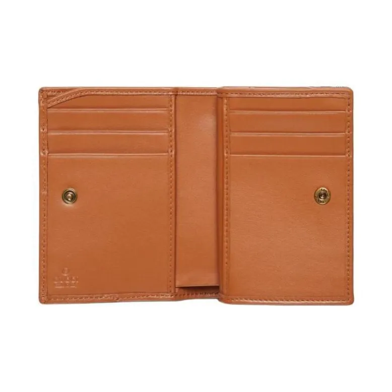 GUCCI Canvas With Leather Coin Purse Women's Light Blue & Brown-5
