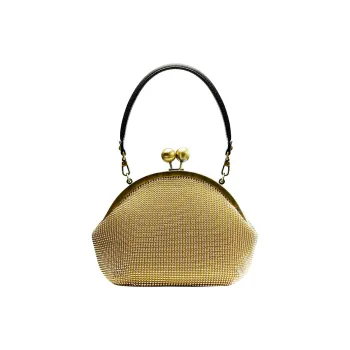 COIN QIAN Velour Shoulder Bag Crossbody Bag Handbags Regular Women's Black/Champagne Gold