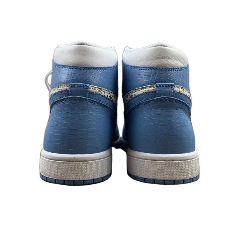 Supreme x Jordan Air Jordan 1 Cushioned Slip-Resistant High-Top Vintage Basketball Shoes Men's Blue White-2