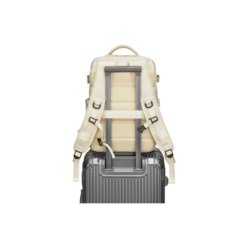 Land Gulls Nylon Double Shoulder Backpack Laptop Bag Regular Unisex Ecru-3
