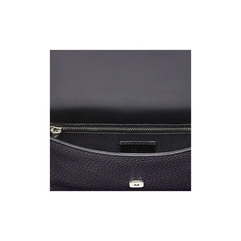 FENDI Baguette Leather Baguette Bag, Clutch, Crossbody Bag, Shoulder Bag Men's Black-4
