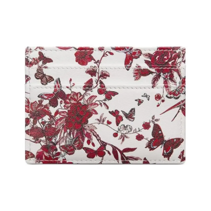 DIOR Caro Cow Leather Card Holder Women's White & Red-2