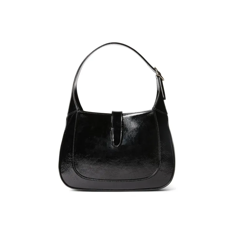 GUCCI Jackie 1961 Patent Leather Handbag, Shoulder Bag Trumpets Women's Black-4