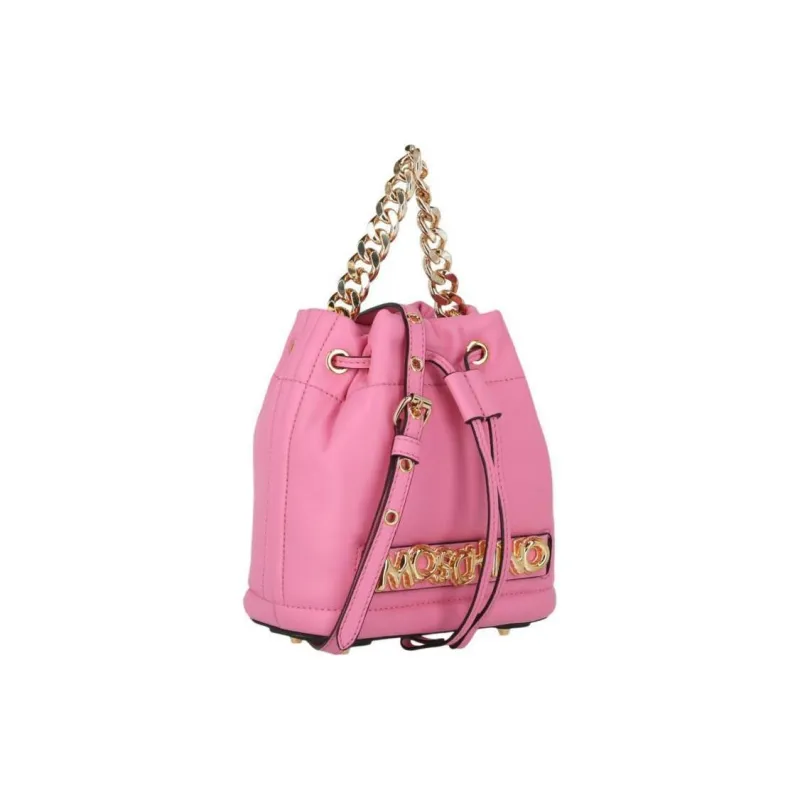MOSCHINO Lambskin Bucket Bags Shoulder Bag Crossbody Bag Handbag Women's Pink-1
