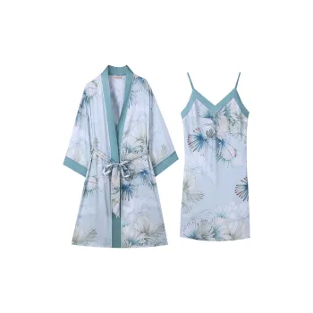 AUTUMNDEER Pajama Set Women's Crystal Blue