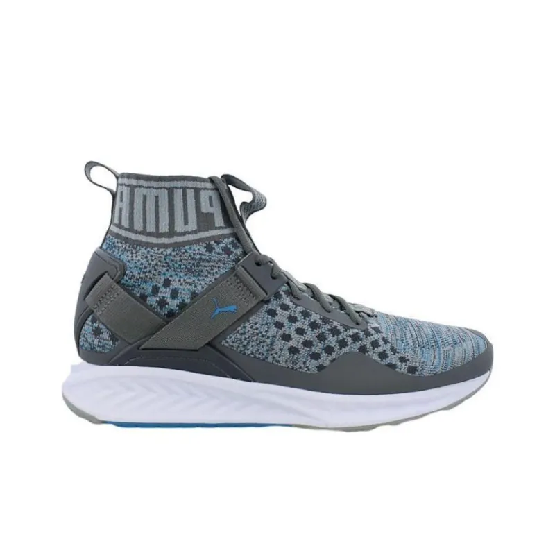 PUMA IGNITE EvoKnit Cushioned Slip-Resistant High-Top Casual Shoes Unisex Gray Blue-1