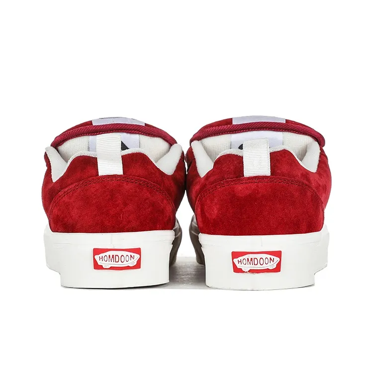 HOMDOON Coverage Wear Resistant Support Low Top Skateboard Shoes Unisex Deep Red-3