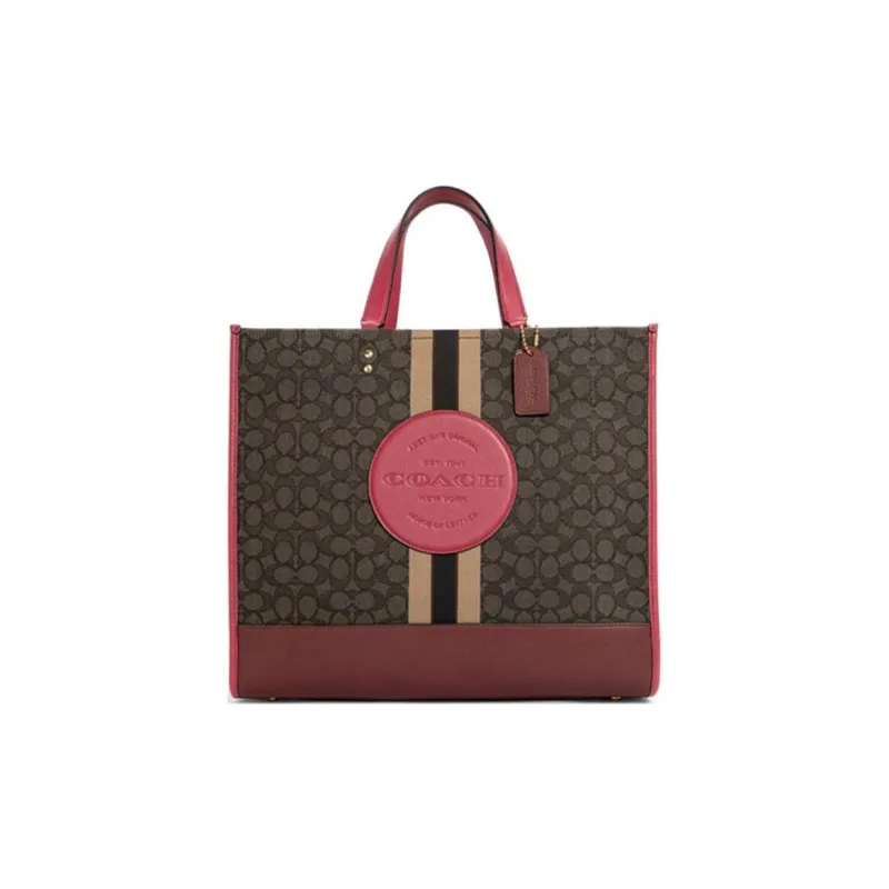 COACH Dempsey Canvas Bag Crossbody Handbag Large Size Unisex Brown-0