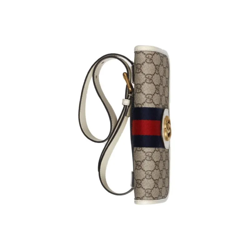 GUCCI Ophidia Canvas With Leather Shoulder Bag Crossbody Bag Fanny Pack Men's Ebony/White-5