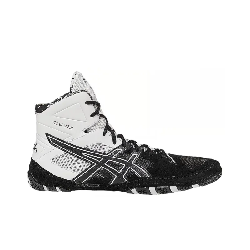 Asics Breathable Lightweight Wear-Resistant Slip-Resistant High-Top Running Shoes Men's Black White-1
