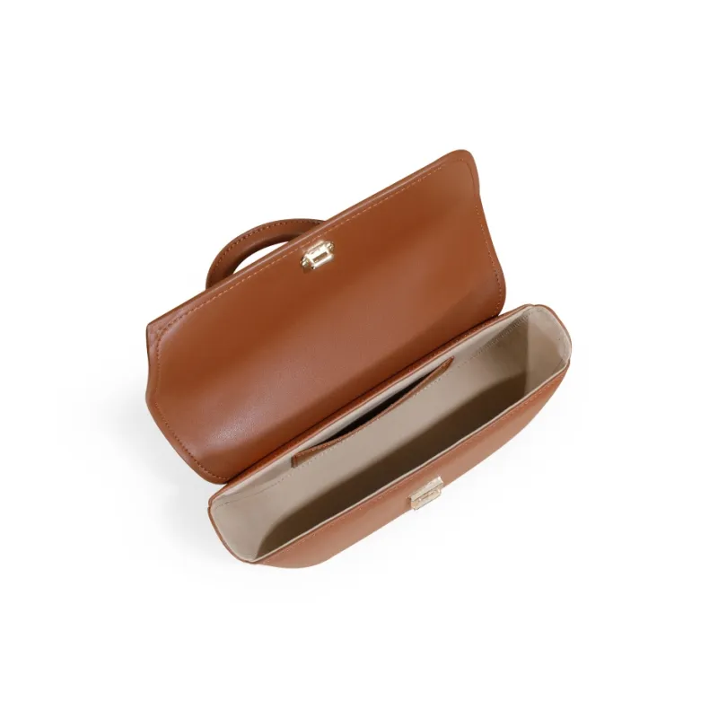 TOMATO&POTATO Cow Leather Portable One Shoulder Crossbody Bag Regular Women's Brown/Apricot-2