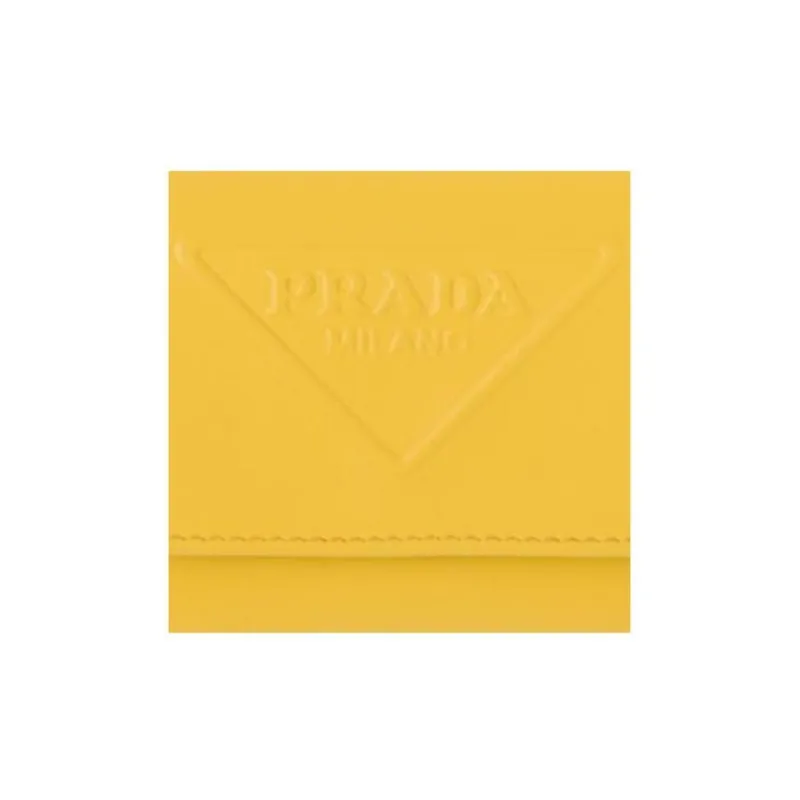PRADA Leather Wallet Small Size Women's Yellow-3